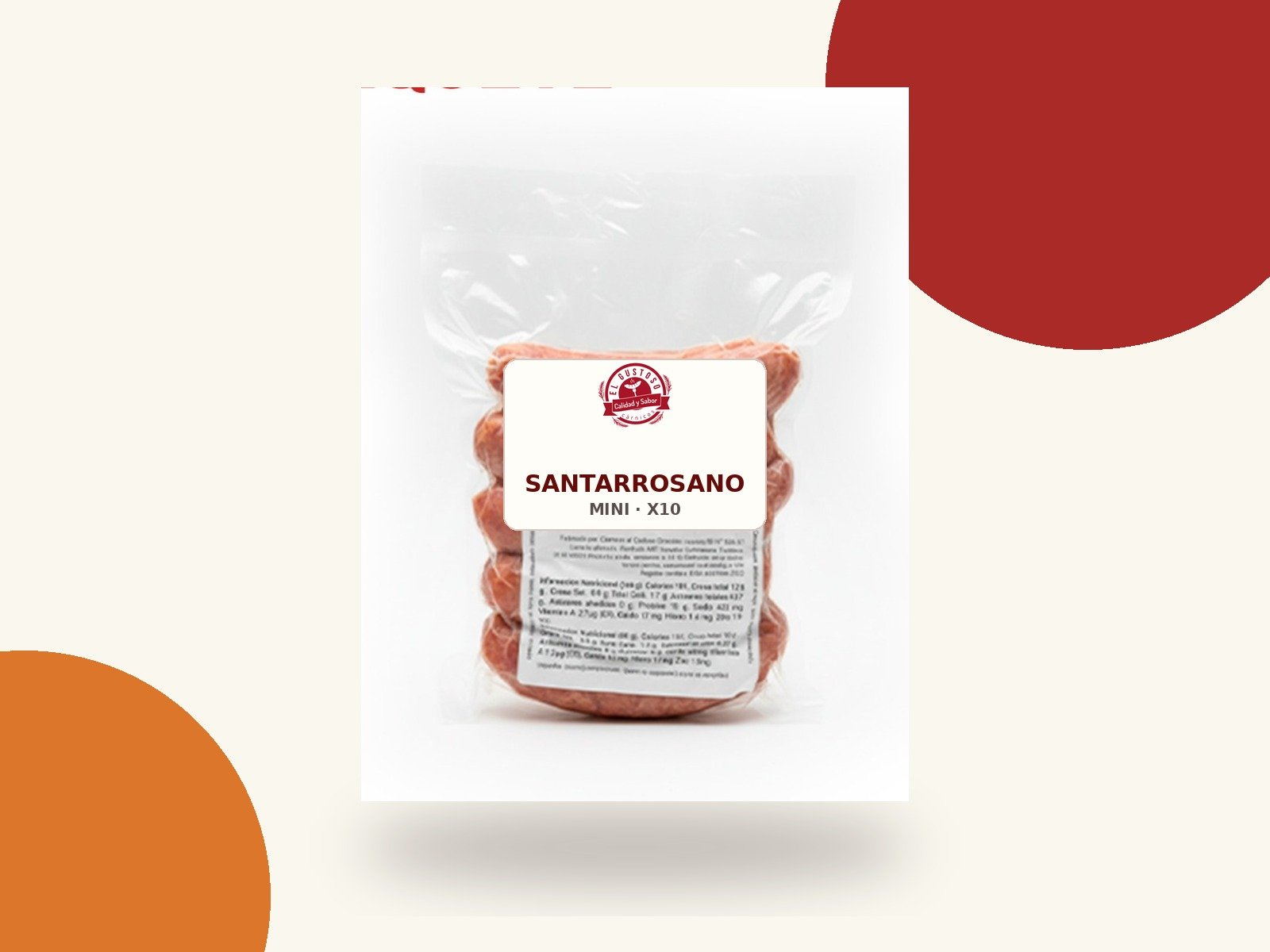 Chorizo Santarrosano mini, paquete por diez unidades